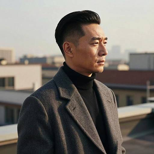 Slick Back Fade on Stylish Middle-Aged Man