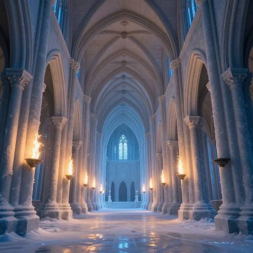 Frozen Flames Illuminate Cathedral Interior