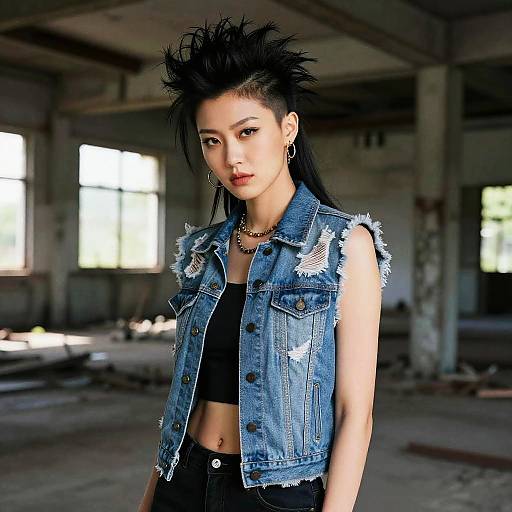 Female Punk Rocker with Mullet Hair