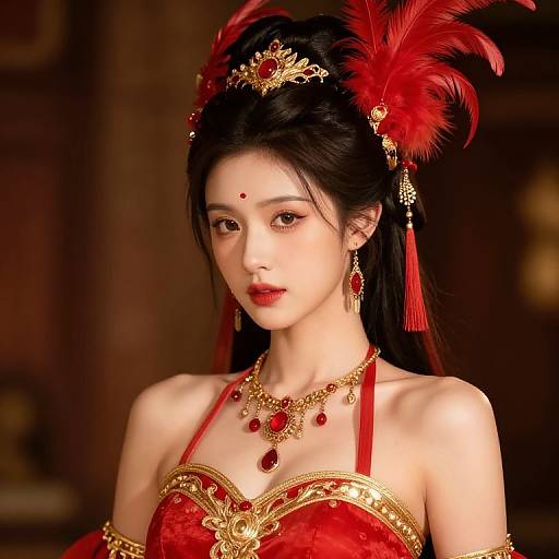 Regal Female in Red and Gold