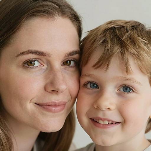 Close-Up of Smiling Mother and Child