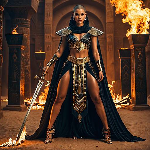 Egyptian Warrior Queen in Ornate Armor