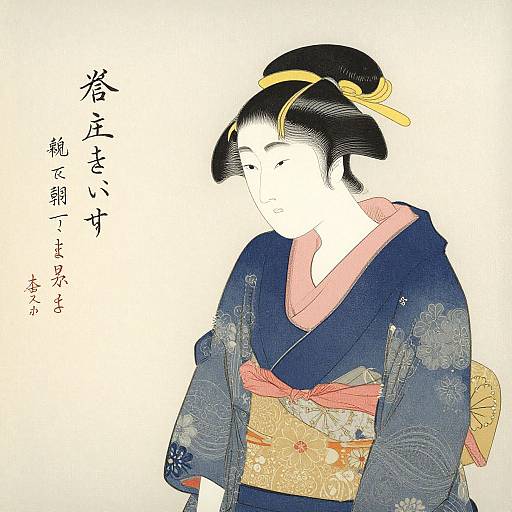 Traditional Japanese Woodblock Woman
