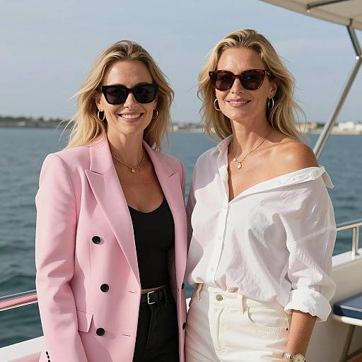 Two Women Enjoying a Sunny Boat Ride