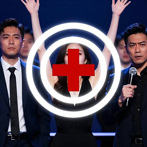 Dimly Lit Portrait of Three Individuals