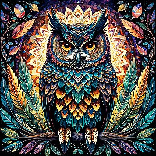 Surreal Psychedelic Owl Art