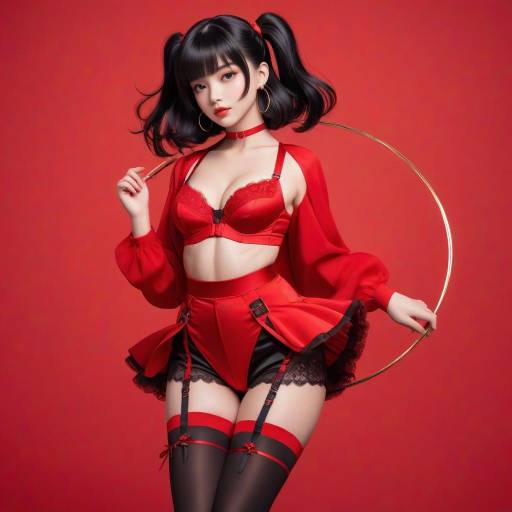 Graceful Model Twirling in Red