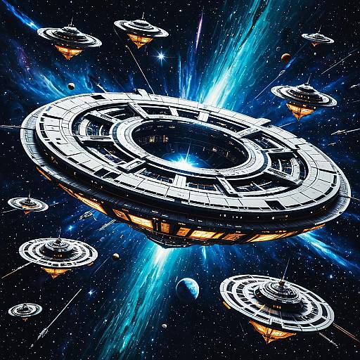 Futuristic Spaceships in a Cosmic Landscape