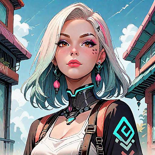Cyberpunk Style Female Character Illustration