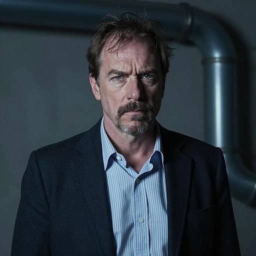 Serious Middle-Aged Man in Dark Blazer