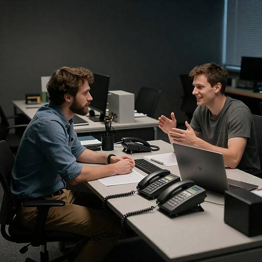 Casual Conversation in a Dim Office