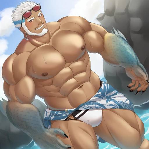 Illustration of Aegir (housamo), tokyo afterschool summoners in the style of Mayura (lucadia)