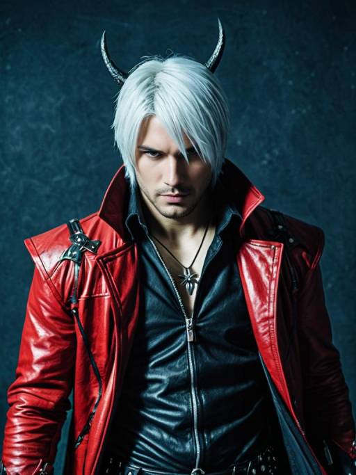 Man in Dante Devil May Cry Cosplay Costume