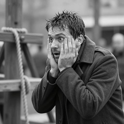 Surprised Man in Black and White