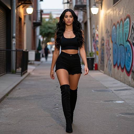 Edgy Woman in Urban Alleyway