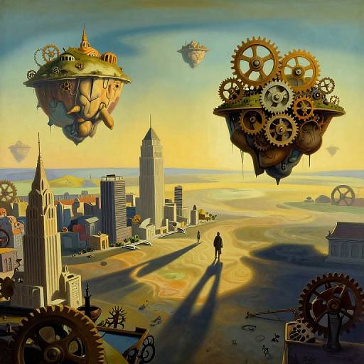 Surreal Dreamscape of Gears and Islands