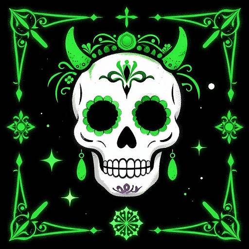 Neon Green Cyberpunk Day of Dead