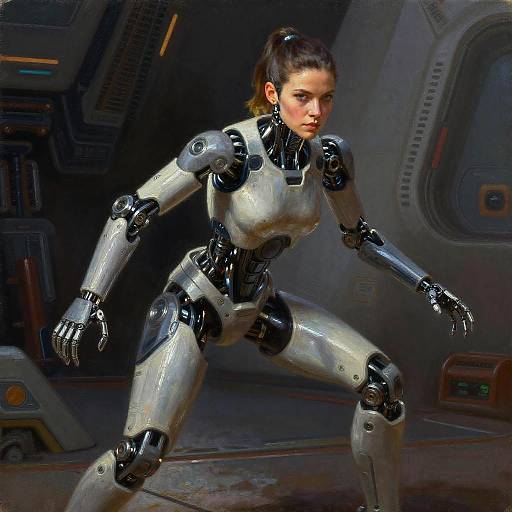 Cinematic Cybernetic Scout Oil Painting