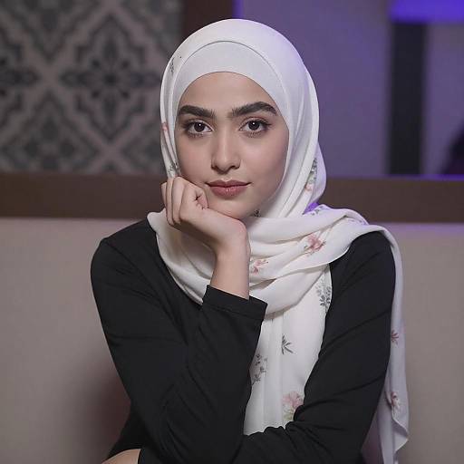 Portrait of Woman in Floral Hijab