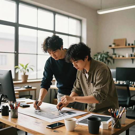 Creative Asian Men in Modern Loft