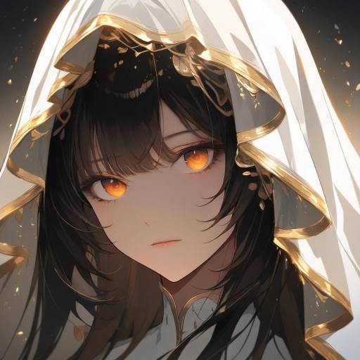 Elegant Anime Portrait with Golden Highlights