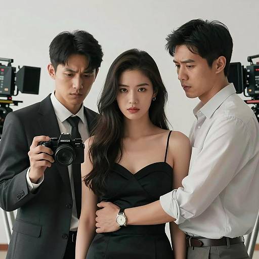 Dramatic Trio with Film Camera