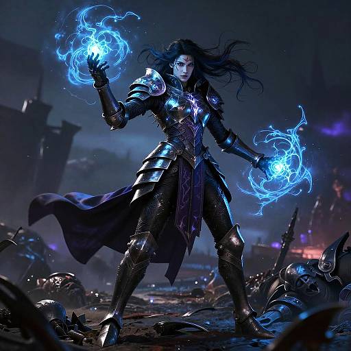 Female Death Knight Casting Dark Spells