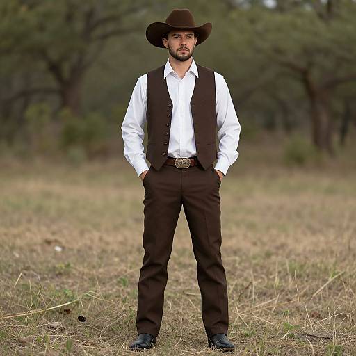 Formal Western Cowboy Outfit Portrait