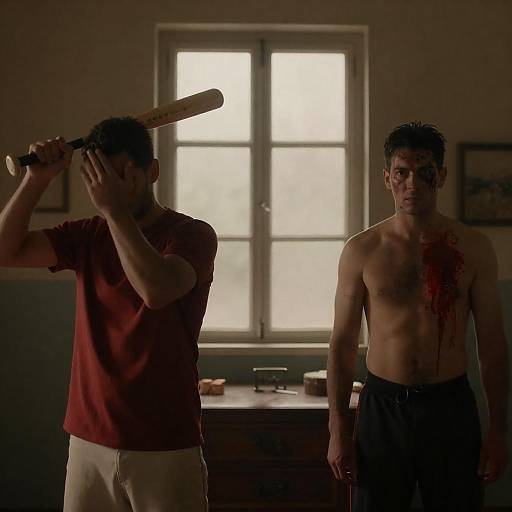 Intense Confrontation in Dim Room