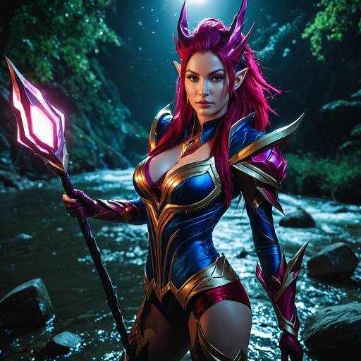 Fantasy Warrior Woman in Elaborate Armor by River