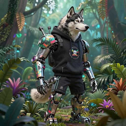Trendy Mech Husky in Jungle Illumination