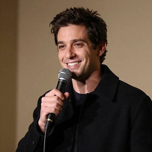 Cozy Portrait of Smiling Man with Microphone