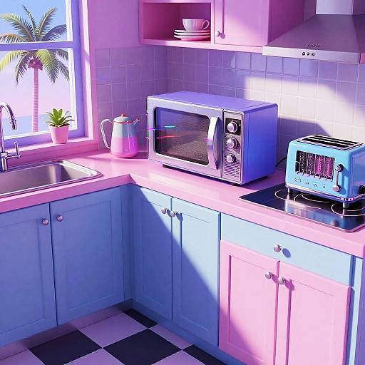 Vaporwave Retro Kitchen Scene