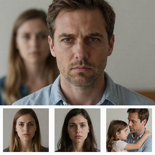 Serious Man with Concerned Family Portraits