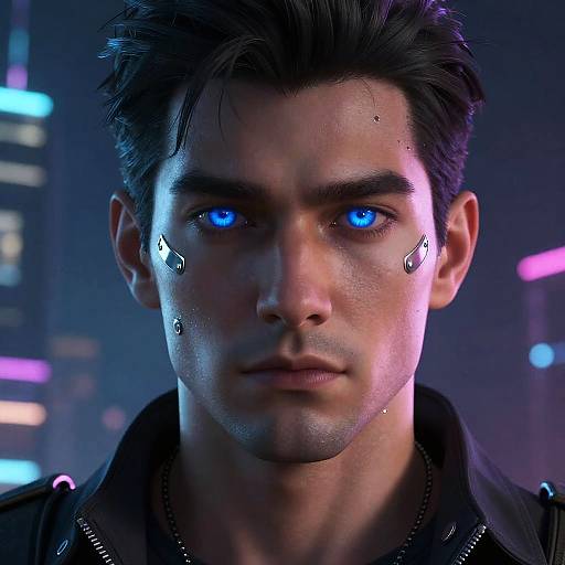 Cyberpunk Male Character with Implants