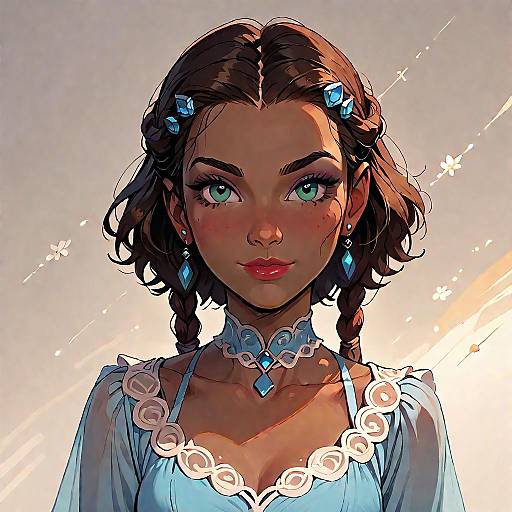 Anime Girl Katara with Blue Dress