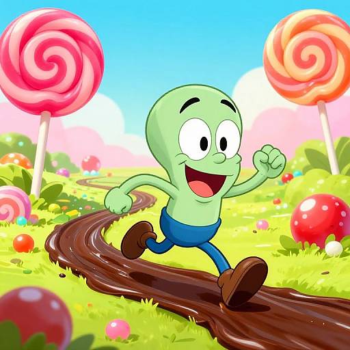 Grimace Running in Candy Land