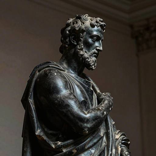 Ancient Philosopher Marble Statue Profile