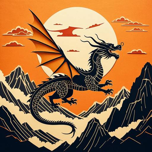 Ancient Dragon Kirigami Over Mountains