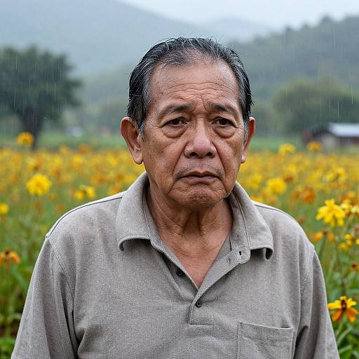 Hyperrealistic Portrait of Sad Philippine Elder
