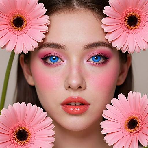 Vibrant Floral Portrait of Woman