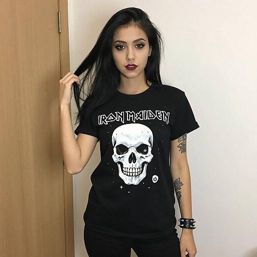 Young Woman in Iron Maiden Tee