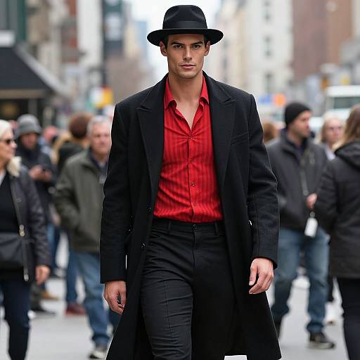 Stylish Man on Bustling City Street