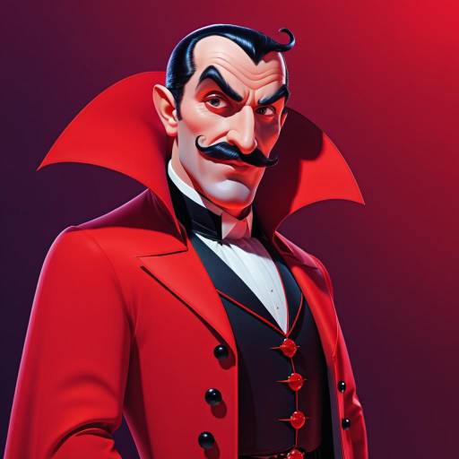 Stylized Dracula Character in Red Coat