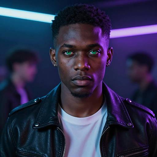 Young Black Man in Neon Lights