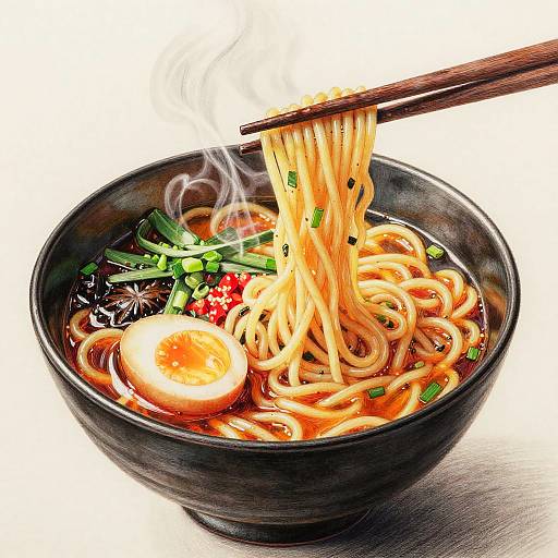 Hyperrealistic Ramen Pencil Drawing