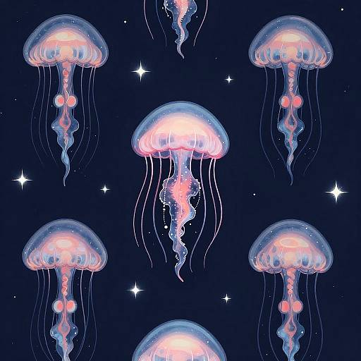 Retro Futuristic Celestial Jellyfish Art