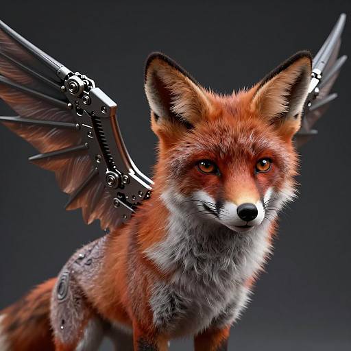 Mechanical Winged Red Fox Portrait