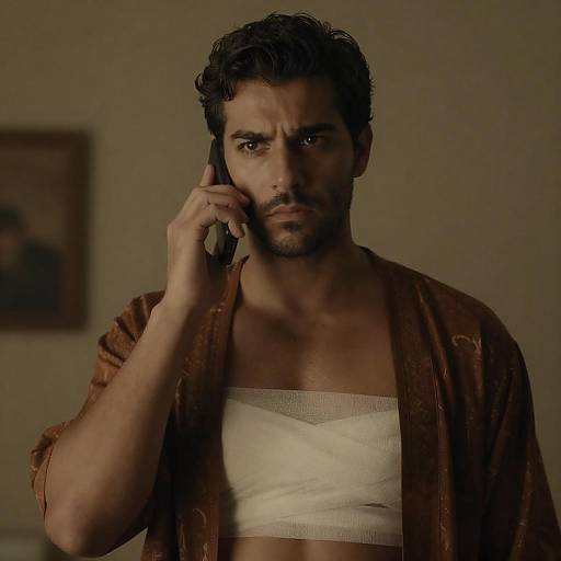 Moody Portrait of Man on Phone