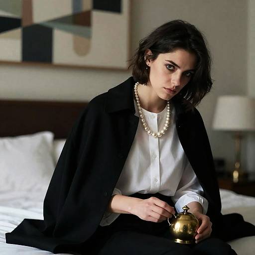 Mystical Woman Sitting on a Bed